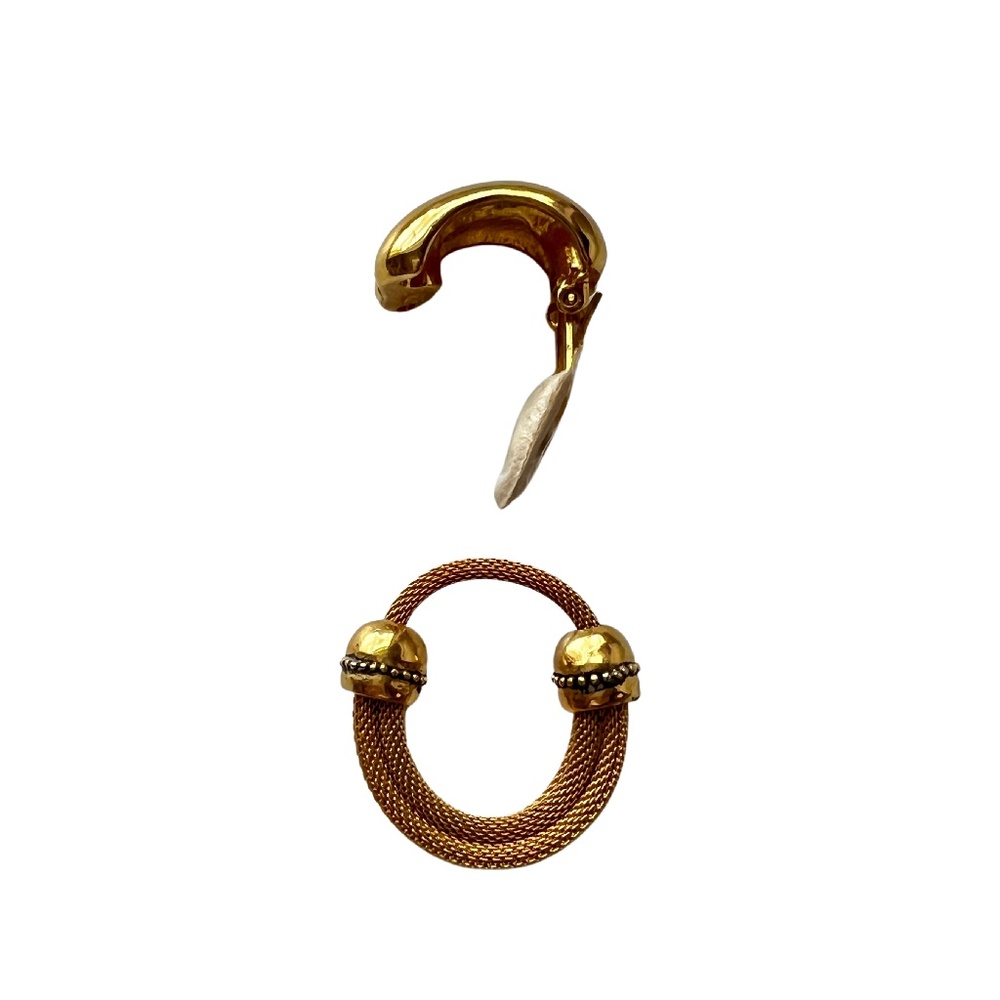 Gold Tone Drop Earrings Clip On - Picture 4 of 5